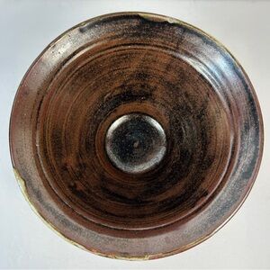 Vintage Studio Pottery Metallic Tenmoku Drip Glaze Ceramic Centerpiece Bowl